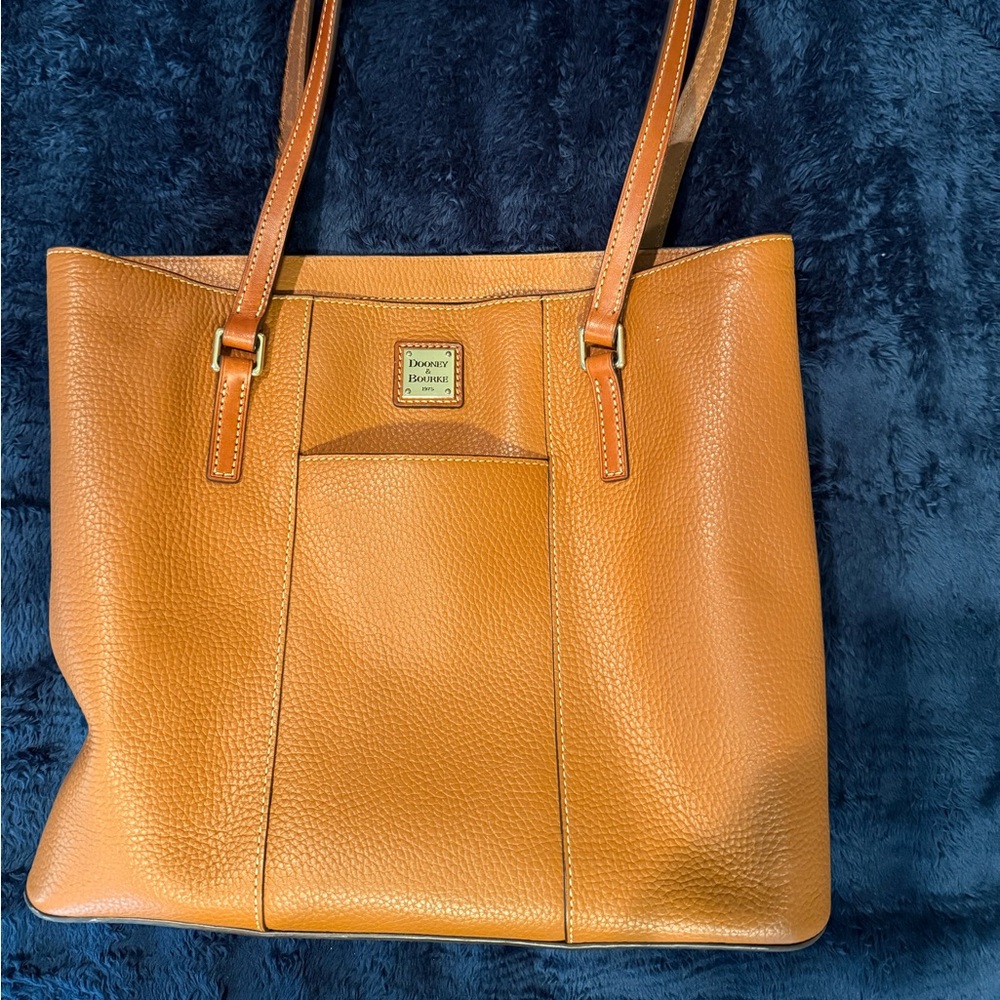 Dooney & Bourke Brown Leather Tote with Bright Red Interior